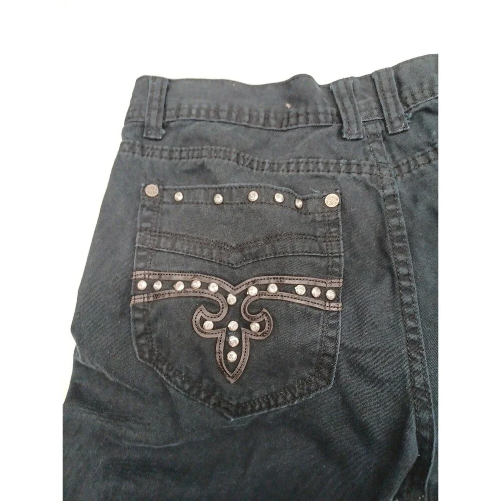 Demolition Mens Urban Wear Black Jeans Sz 32x30 Moto Skinny Rhinestone Embellish